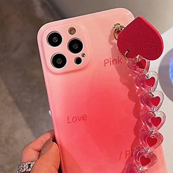 Gradient Skal Kompatibelt med iPhone 12 Pro Skal med Inbyggt Sött Hjärthållare, Färgglatt Fräscht Telefonskal Designat Skal för Kvinnor och Tjejer Kompati