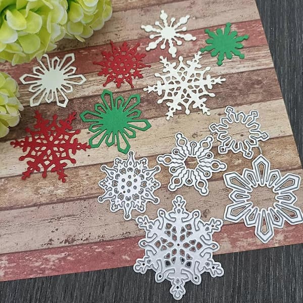 5 delar/set snöflingor skärformar olika storlekar snöflingeform präglingsstenciler för DIY scrapbooking