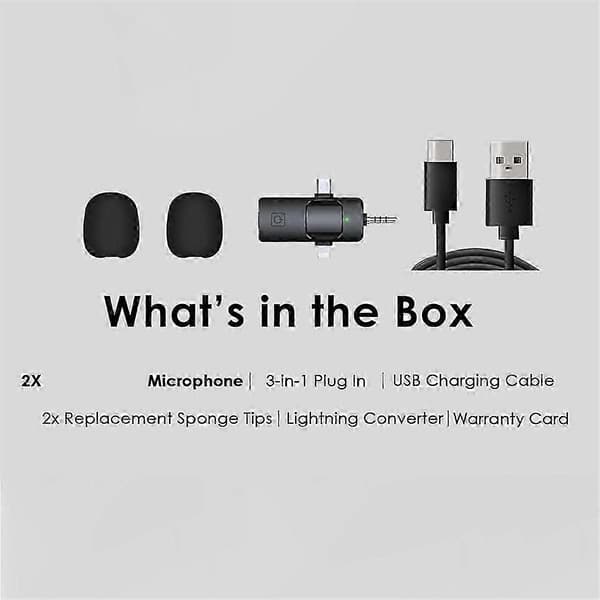 Velegnet til 3 i 1 Trådløse Lavalier Mikrofoner til IPhone, Android, Kamera, USB-C Mikrofon, Mini Mikrofon-FO SHAN RAN WANG
