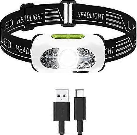 LED Hodelykt, USB Oppladbar Hodelykt Med Bevegelsessensor, Vanntett Hodelykt, 5 Lysmodus Hodelykt Hvit