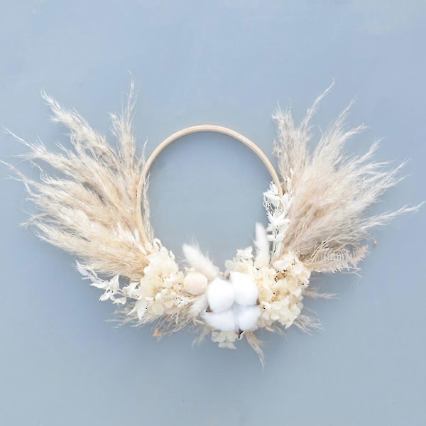 pampas tørret blomsterkrans, til boho-indretning i hjemmet, bryllupsdekoration