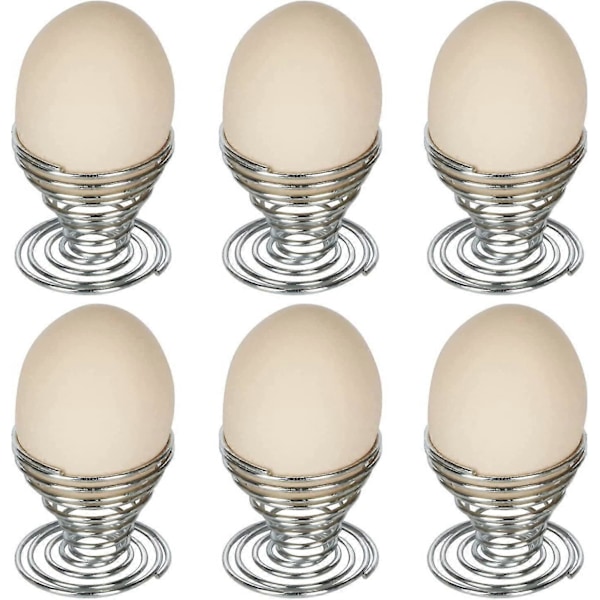 Sett med 6 spiralformede eggeglass i rustfritt stål for eggeholder