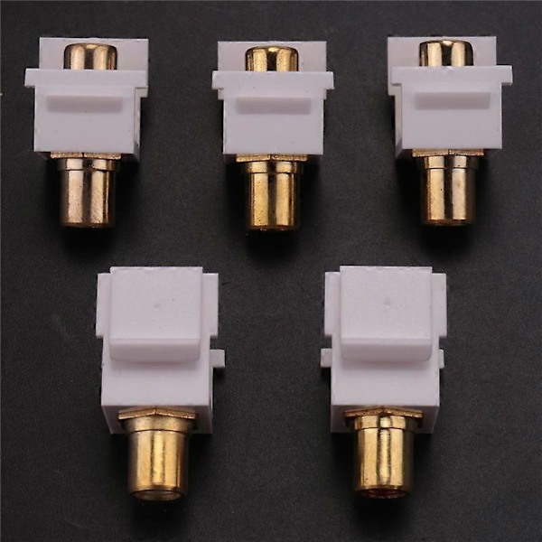 5-Pakning RCA Keystone Jack Innsettingskontakt Sokkel Hunn Snap-in Adapter Port Gullbelagt Inline Coup