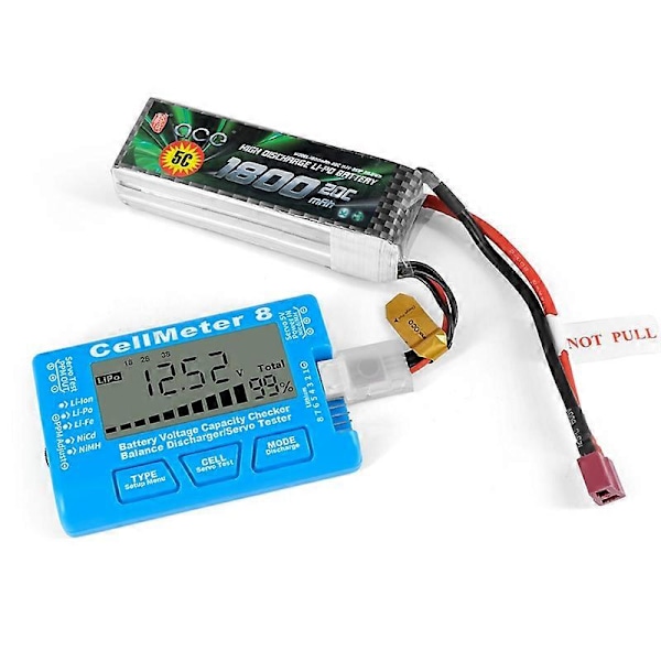RC Cellmeter 8 Digital Batterikapacitetskontrollör Testare Spänningstestare för Li-Ion NiMH Nic