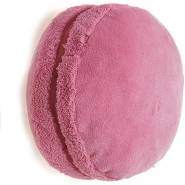 Macaron Kudde Plysch Ryggstöd Mikropärla Prydnadskudde Rund Sittdyna Heminredning Kudde 37 cm Jordgubbsfärg