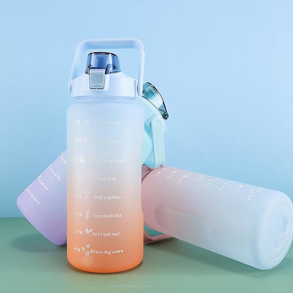 JUSCH Gradient farve stor kapacitet frostet vandkop sugerør bærbar udendørs sports vandflaske pulver 2000ml(WZ2182),QINWEI-419