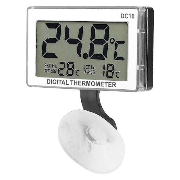 Digitalt termometer, DC16 LCD-display akvarietermometer vandtæt termometer til akvarium