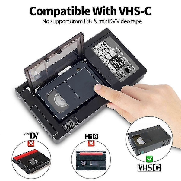 VHS-C Kassettadapter lämplig för JVC lämplig för RCA lämplig för Panasonic VHS-C SVHS VHS Kassettadapter Ej lämplig för 8mm/MiniDV/Hi8