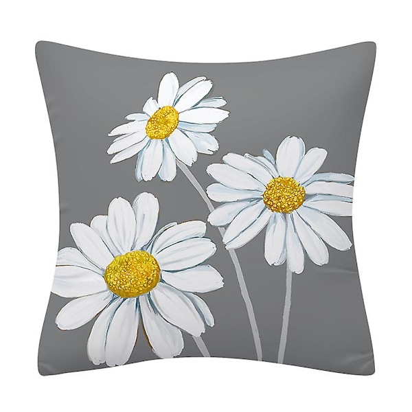 Sommar örngott 45x45 cm 4-pack utomhusdekoration grå gul prästkrage kuddfodral lämpligt för heminredning soffa
