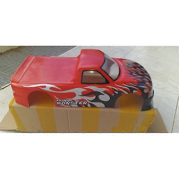 Til 1/10 Rc Bil T-10 Pvc Malet Karrosseri 1/10 Rc Bil Lastbil Bredde 205mm Akselafstand 255mm, rød