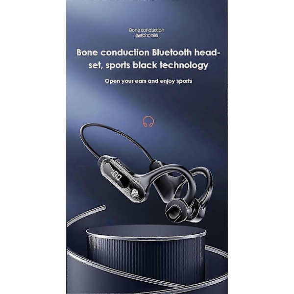 Benledningshörlurar, trådlösa Bluetooth-sportlurar med öppen design, vattentäta trådlösa hörlurar med inbyggd mikrofon för sport, träning, löpning,