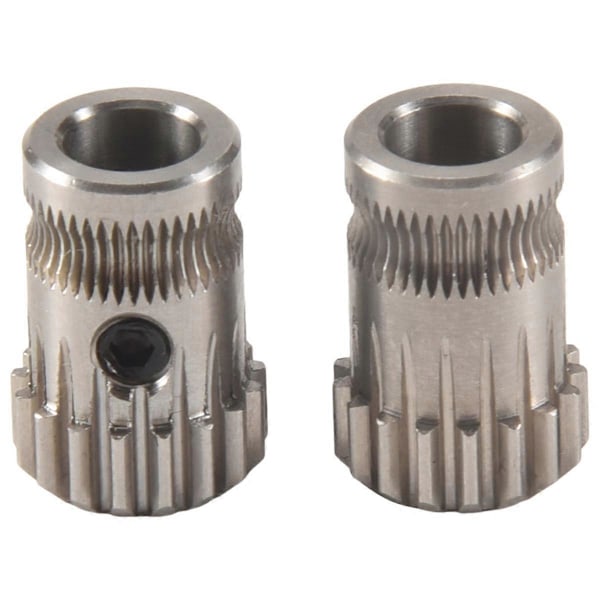 2 stk. Ekstruder Tannhjul MK8 Rustfritt Stål Doble Ekstruderingshjul Bowden Tannhjul 3D-skriverdel for CR10