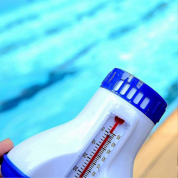Klorflytare för pool, flytande klordiffusor med pooltermometer, hållbar klortablettflytare, lämplig