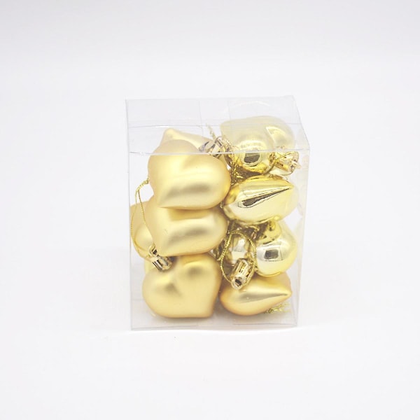 JUSCH Julgransgirlang Ornament Dekoration Liten Hänge Alla Hjärtans Dag Present 4,5cm Specialformad Elektroplätering Kärleksboll (Guld)-115qinwei
