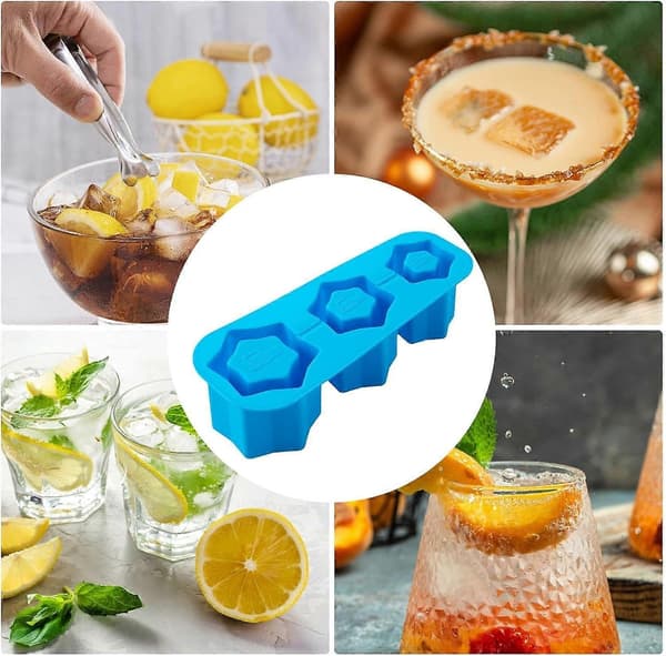 Isbitsform, Isbitsform, Isbitsmaskin, Ihålig Isform i Silikon för Frys, Isdryck, Juice, Whisky, Cocktail Blue