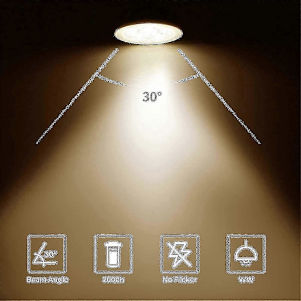 Förpackning med 8 Halogenlampor Gu5.3 Mr16 35w 12v Dimbar - Varmvit 2800k, 400 Lumen, Glasskydd s20241224960