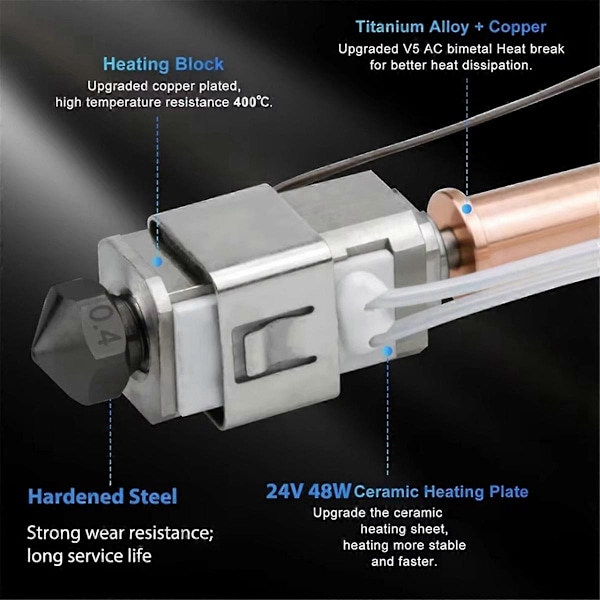 Hotend Keramisk Munstycke Combo Huvud för Anycubic Kobra S1 S1C 3D-skrivare 24V 48W Snabb Uppvärmning 320℃ 3D