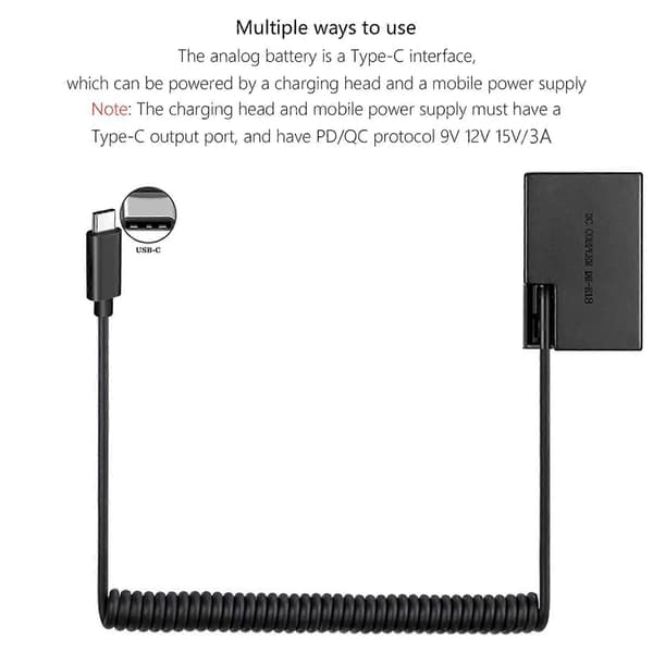 2X ACK-E18 DR-E18 LP-E17 Dummybatteri Typ-C Strömkoppling för Canon EOS 200D 200D II 250D 750D 760D AC-adapterkit Black