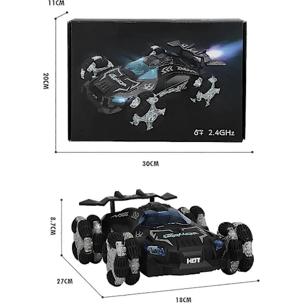 Kauko-ohjattava auto lapsille, 2,4 GHz LED-valolla, 360° ladattavalla akulla, 4WD suuri nopeus 20 km/h
