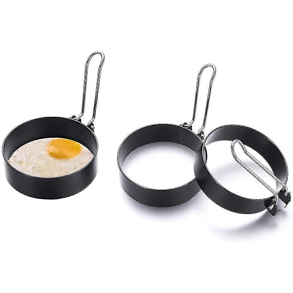 Pannkaksring Stekt Ägg Rostfritt Stål Bakform Non-stick Äggringar Köksform Verktyg (2st)