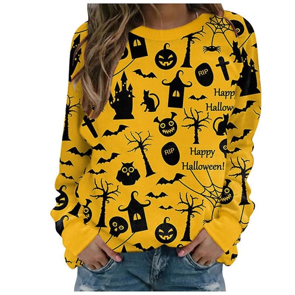 Kvinnor Halloween sweatshirts Pumpa Face Dans Skelettskjorta Långärmad tröja Rolig grafisk tröja style 6 XL