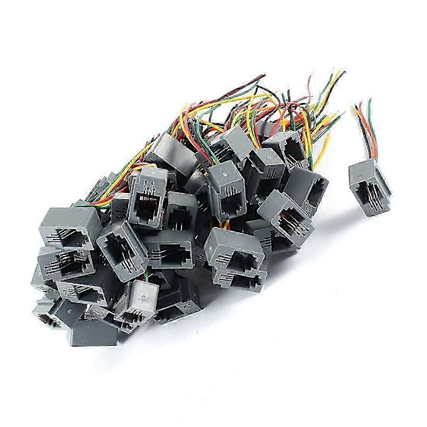 50 stk. 616E 4P4C RJ9 Hun Telefonstik Adapter m/ 4 Ledninger 8cm