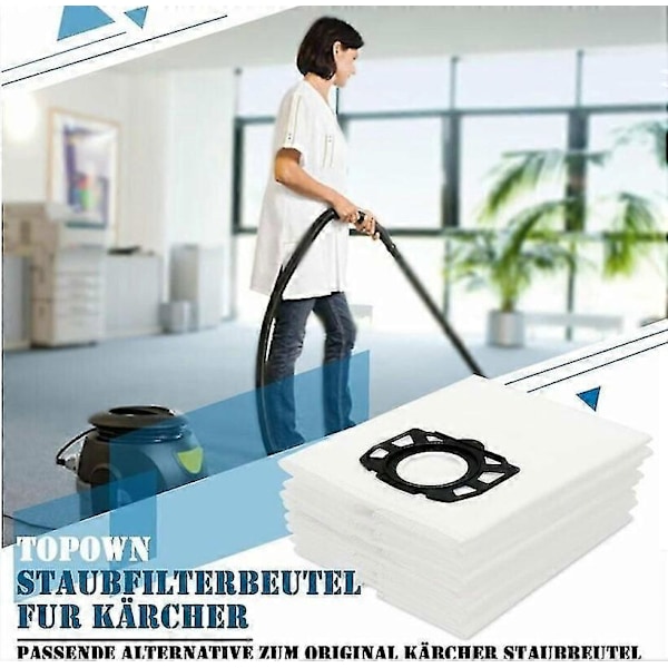 10 kpl Kärcher pölynimuripusseja WD4 WD5 WD6 Kärcher pussi MV4, MV5 ja MV6 pölysuodatinpussit Kärcherille - Hyvä