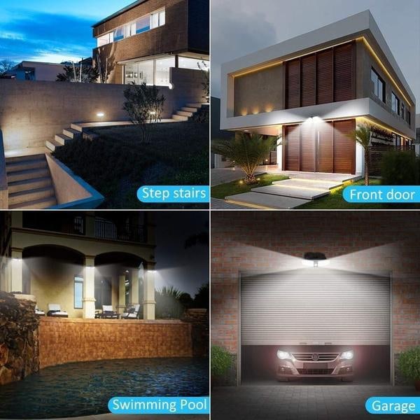 Uppgraderad 1/2PACK 4000W LED Roterbar Solar Vägglampa Vattentät Rörelsesensor för Gatubelysning 2PCS