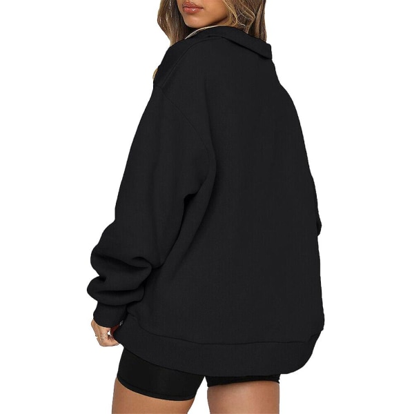 Dam Casual Toppar Sweatshirts Lös långärmad enfärgad tröja Black M