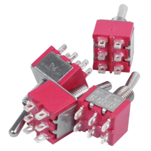 4* AC 250V 2A 120V 5A 6-poliga terminaler PÅ/AV/PÅ DPDT vippströmbrytare