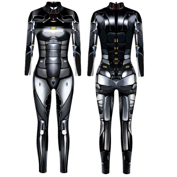 Robot Punk Jumpsuit Catsuit Sexiga Kvinnor Cosplay Kostymer Cyberpunk Zentai Halloween Bodysuit_ai 1 XL