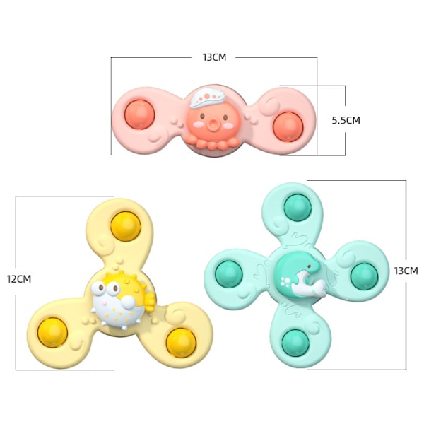 Ocean Tegneserie Fidget Gyro Spinner Børns Badelegetøj Gave 3 Stykker
