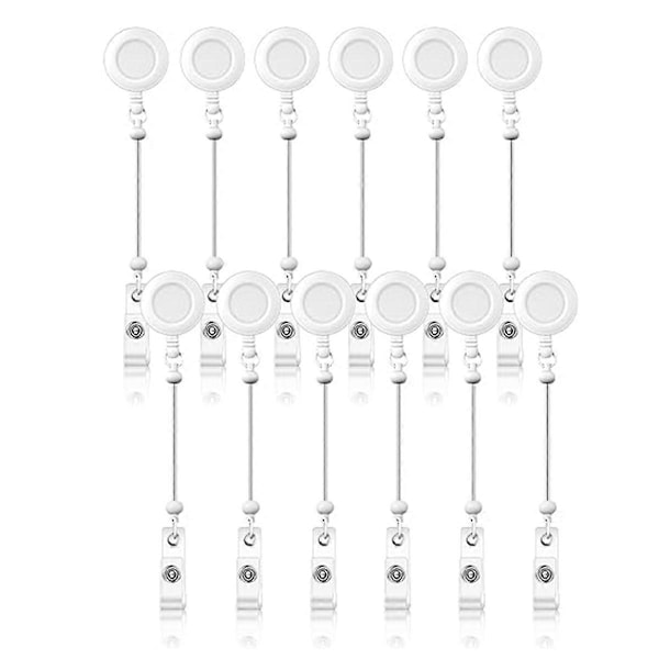 12 stk. Perlebesatte DIY Badge Reel Kit til Perler Blank Bar, Hvid