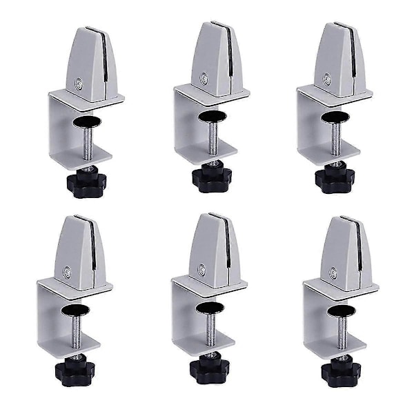 Sneeze Guard Stödclips Justerbara Kontorsavdelare Klämma Aluminium Skrivbordsavdelare för 1/8 till 1 Tums Tjock Panel 6-pack