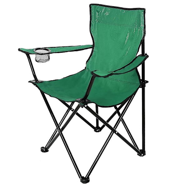 Sammenklappelig Campingstol, Foldbar Havestol, Belastning Op Til 100 Kg, Sædehøjde 40 Cm, Med Drikkeholder & Taske, Letvægt, 80 X 50 X 47 Cm, Grøn
