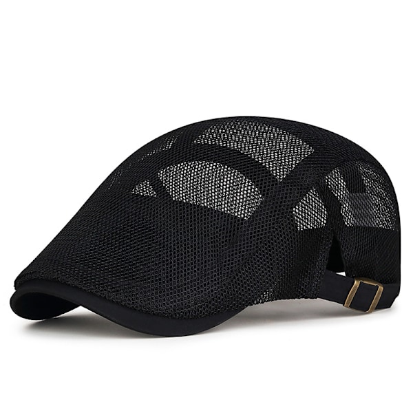 Ivy Hatt för Män Sommarhatt Andningsbar Mesh Enfärgad Basker Newsboy Gatsby Hatt Black
