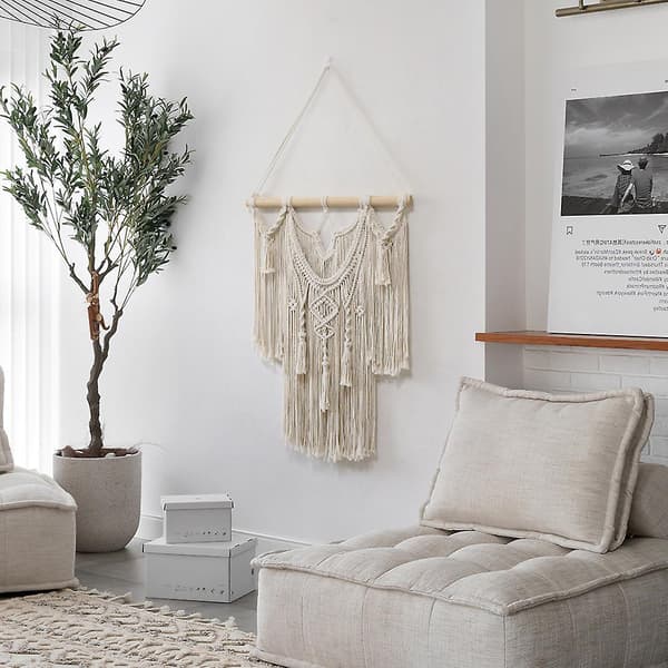 Väggbonad Måne Väggdekor & Macrame Nyckelring Regnbåge Väggdekor 80 cm x 60 cm Macrame Väggdekor