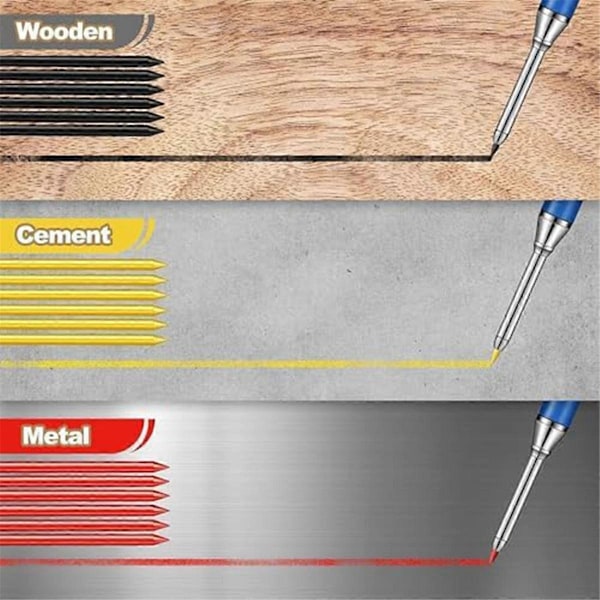 Multipack Massiv Carpenter Penna Set med 2,8MM Stift och Inbyggd Vässtare Penna Träbearbetning Trä