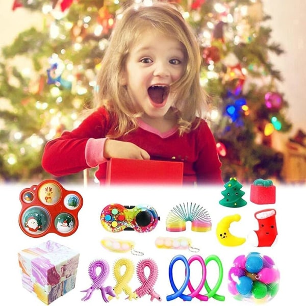 24 dagar/ set Fidget Toys Jul Adventskalenderpaket Anti Stress Toy Kit Stress Relief Figet Toy Blind Box Barn Julklapp style 13