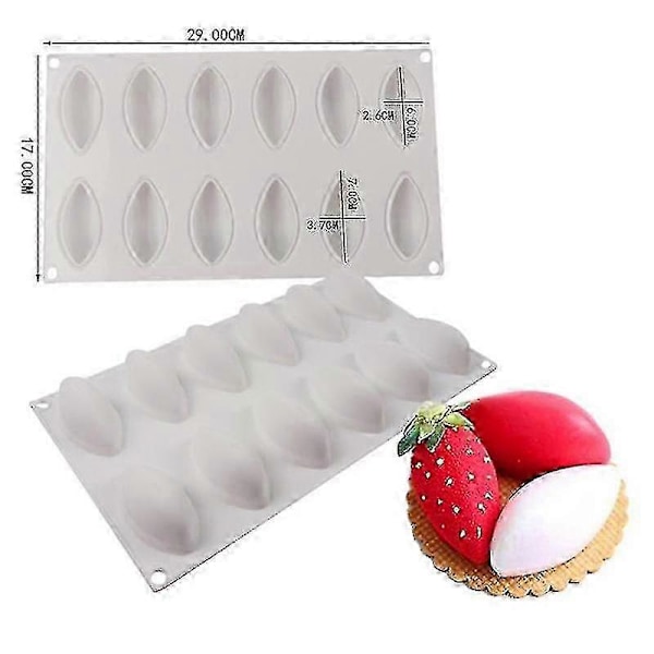 12 Hulrum Silikone Kage Fondant Form Quenelle Formet Mousse Kage Værktøj