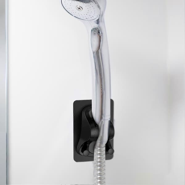Selvklebende dusjhodeholder, vinkeljusterbar, vanntett, ingen boring, veggmontering, universell Silver