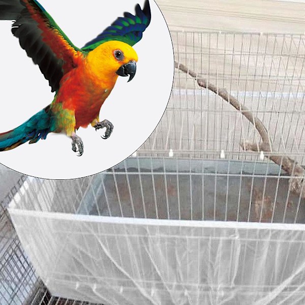 Fågelburtillbehör Maskintvättbar Luftig Mesh Nät Tygskydd Fröfångare (Vit) Stor Storlek
