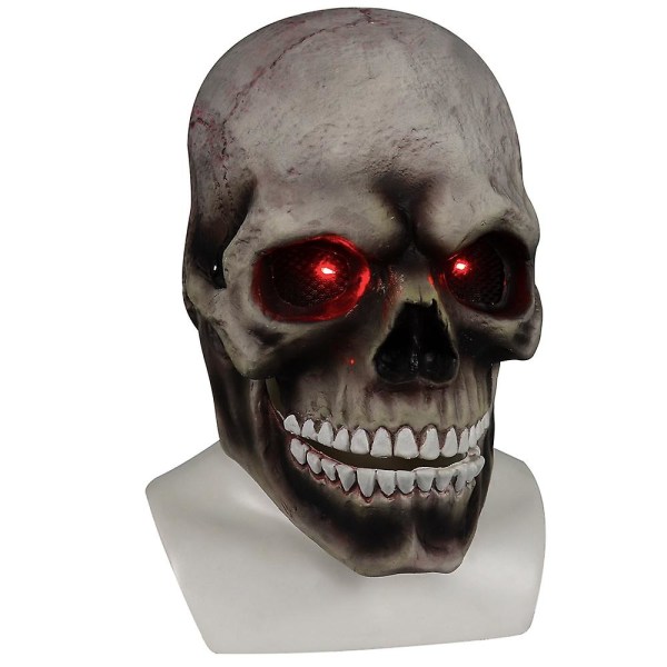 Halloween Skalle Mask Halloween Skräckmask Skräck Rörlig käke Helhuvud Skalle Mask Skräck Cosplay Mysk Festdekor Dropshipping Grey-Green Light