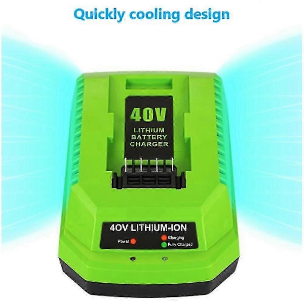 40V Lithium Batterioplader egnet til GreenWorks 29482 G-MAX 40V Li-Ion Batteri 29472 29482 29652 G40825 EU Stik
