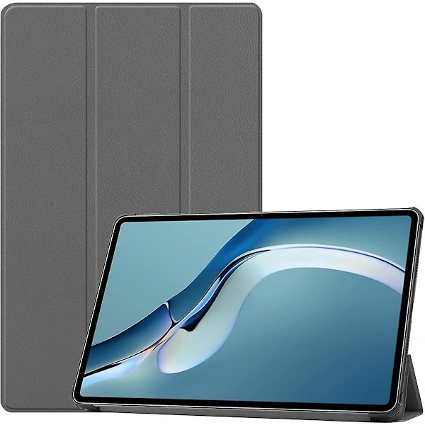 Til Huawei MatePad Pro 12.6 2021 Tablet Cover Letvægts Tri-Fold Stand PC Hårdt Bagcover Fuld Krops Robust Stødsikkert Cover (Farve: Grå)