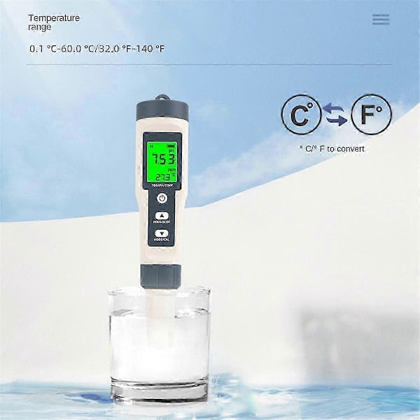 3 i 1 Vannkvalitetstestpenn TDS/PH/TEMP PH-måler Multi-Parameter Belte Vannkvalitetsanalysator