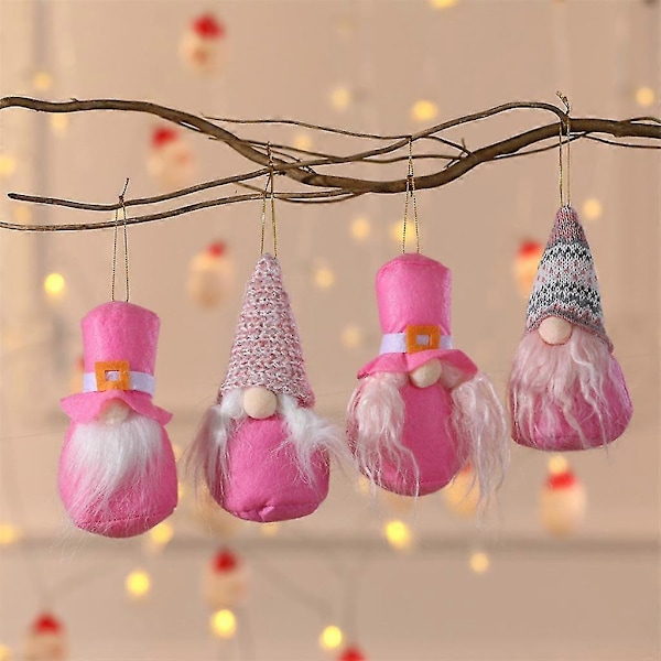 Julgransprydnad Tomte Set om 4 Tomtehängen för Julgran Heminredning Inomhus Utomhus Dekoration Luddig Tomte Nyårspresent