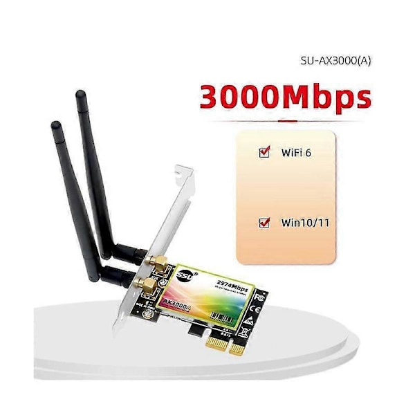 AX3000 Dual-Band 3000Mbps WiFi6 PCIe Wifi Adapter Trådlöst 2.4G/5G 802.11Ac/AX Wi-Fi 6 Kort för PC