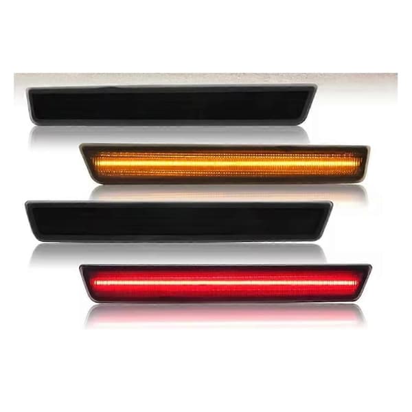 Til Dodge Challenger 2015-2022 Linse LED Sidemarkeringslys Gul Foran Rød Bagside Skærm Reflektorlys Black