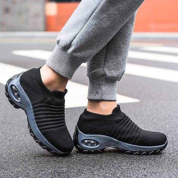 Fleksibel Ortopedisk Sko Elegante Elastiske Slip-on Flate Sko for Kvinner Mesh Overdel Pustende Joggesko White 43
